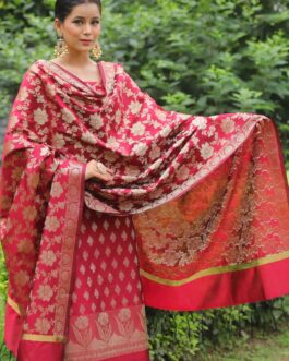 Red Banarasi katan Suit