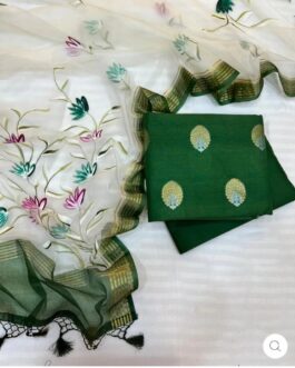 Green Pure Banarasi Mercerised Suit