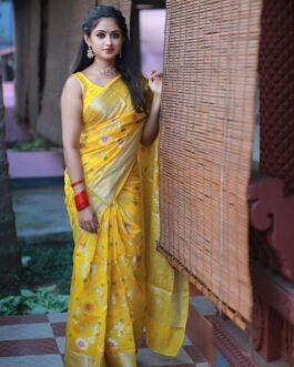 Georgette yellow saree