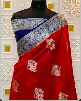 Georgette red Saree