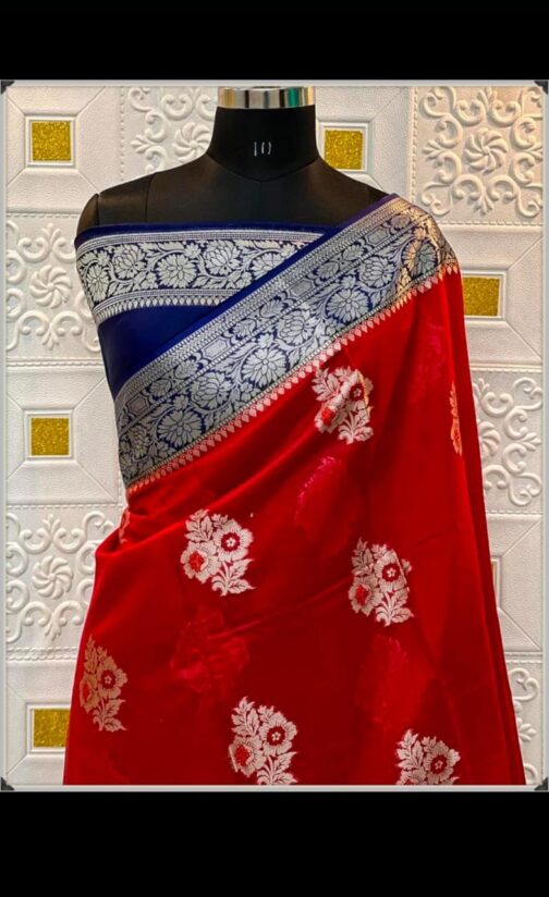 Georgette red Saree