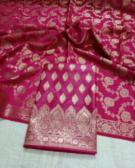 Banarasi Sami Silk rani colour suit