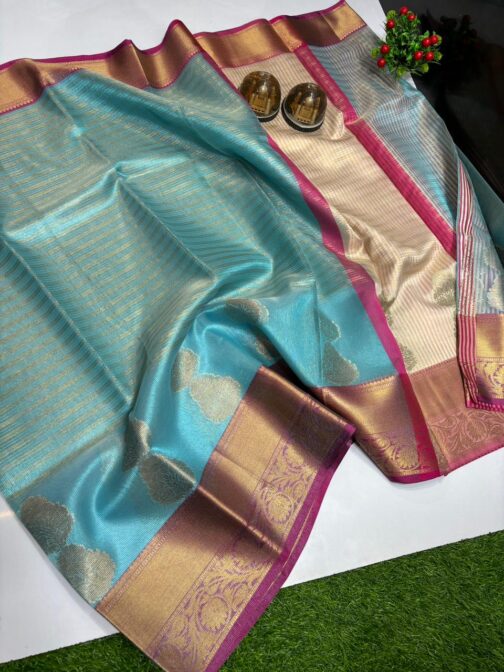 Banarasi Tissue Rani Colour Sarees