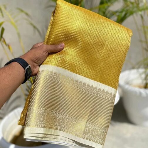 Banarasi Yellow Tissue sarees - Image 4