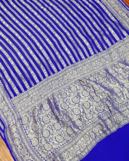 Pure Banarasi Chiffon Blue Colour Sarees