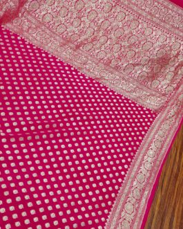 Pure Banarasi chiffon Pink Colour Sarees