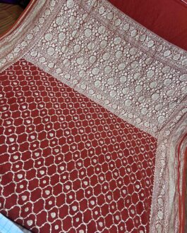 Pure Banarasi Chiffon Red Colour