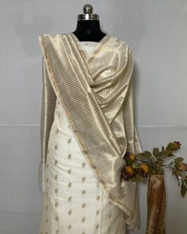 Banarasi Marcerised Off White suit