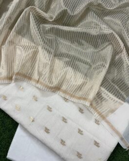 Banarasi Marcerised Off White suit