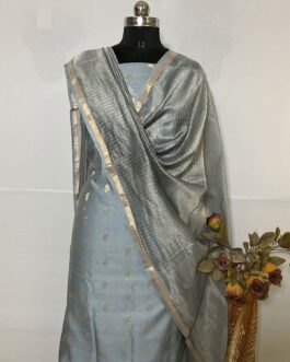 Banarasi Marcerised Grey Colour suit