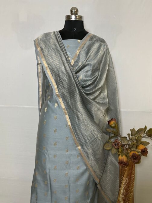 Banarasi Marcerised Grey Colour suit