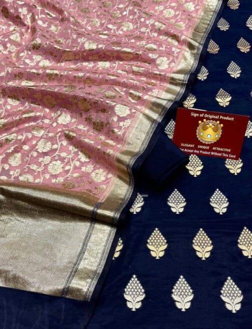 Royal Blue pure Banarasi Mercerised Suid