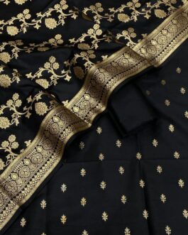 Black Banarasi Katan Silk Suit