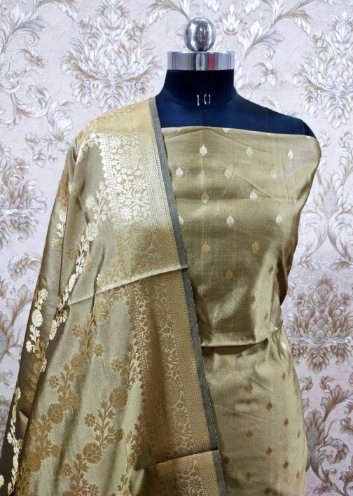 Banarasi Grey Katan Suit - Image 2