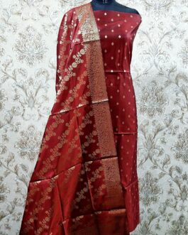 Banarasi Dark Red Katan Suit