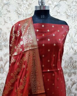 Banarasi Dark Red Katan Suit