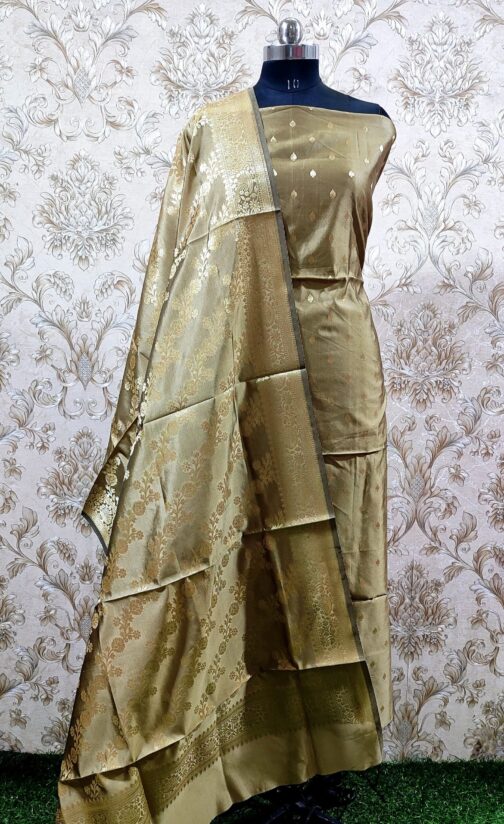 Banarasi Grey Katan Suit