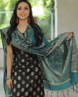 Black Banarasi Katan Suit