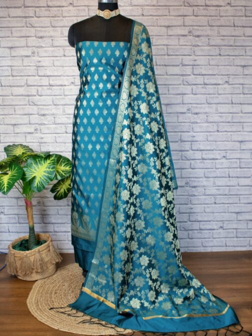 Sky Blue Banarasi Katan Suit