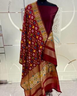 Red Banarasi Katan Silk suit