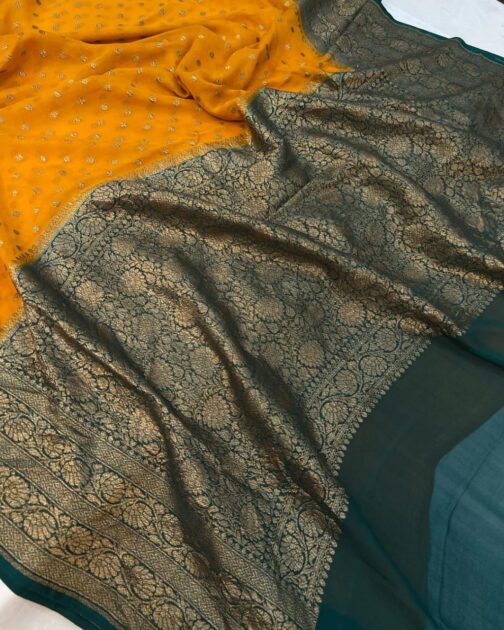 Yellow Banarasi Warm Silk Sarees - Image 3