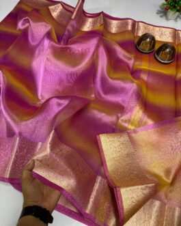 Banarasi Tissu Rani colour Sarees