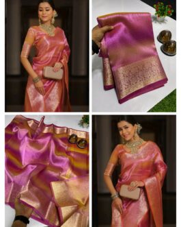 Banarasi Tissu Rani colour Sarees