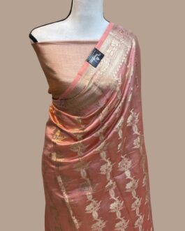 Light Orange Banarasi Warm Silk Sarees