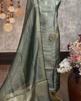 Dark Green Banarasi Tissue Silk Suit