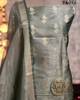 Dark Green Banarasi Tissue Silk Suit