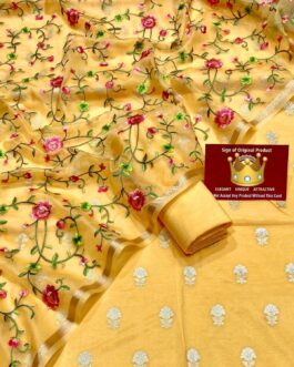 Yellow Pure Banarasi Mercerised  Suit