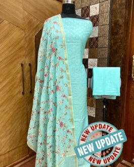 Banarasi Pure Sky Blue Mercerised Suit