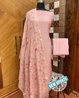 Banarasi Pure Light Pink Mercerised Suit