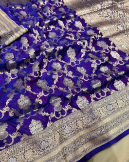 Pure Banarasi Royal Blue katan Silk Saree