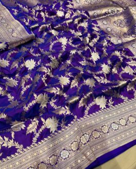 Pure Banarasi Royal Blue Katan Silk Sarees