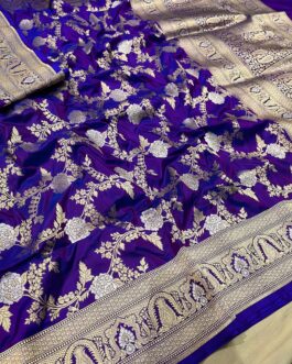 Pure Banarasi Royal Blue Katan Silk Sarees