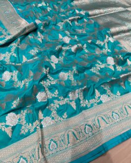 Pure Banarasi Sky Blue Katan Silk Saree