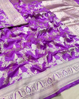 Pure Banarasi Dark Purple Katan Silk Saree