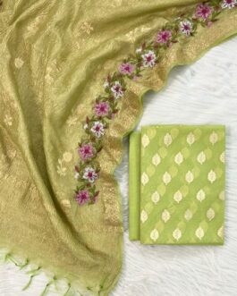 Banarasi Light Green Mercerised Suit