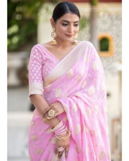 Banarasi Pink (gulabi) Semi Georgette Silk Saree