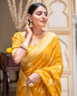 Banarasi Yellow (Pila) Semi Georgette Silk Saree