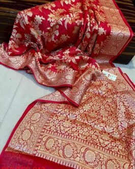 Banarasi Red (Lal) Handloom Semi Warm Silk Sarees