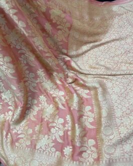 Banarasi Pink Handloom Semi Warm Silk Sarees