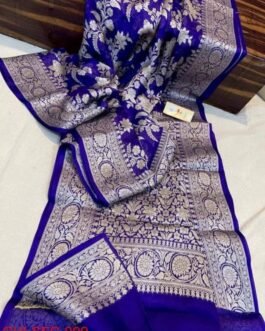 Banarasi Blue (Neela) Handloom Semi Warm Silk Sarees