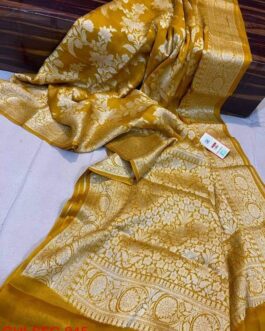 Banarasi Yellow(Pila) Handloom Semi Warm Silk Sarees