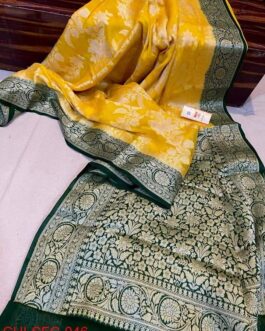 Banarasi Yellow(Pila) Handloom Semi Warm Silk Sarees