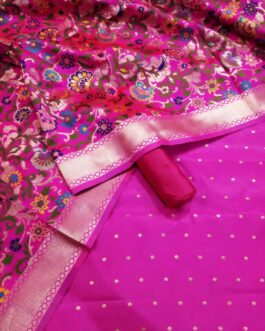 Banarasi Pink (Rani)  Katan Silk Suit