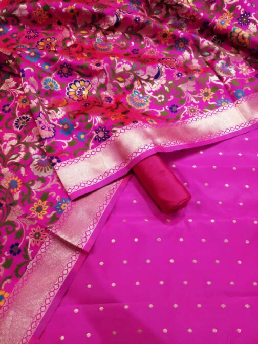 Banarasi Pink (Rani)  Katan Silk Suit