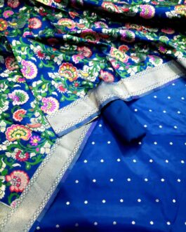 Banarasi Katan  Blue Silk Suit