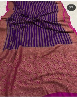 Banarasi Katan Royal Blue Dupion Silk Saree